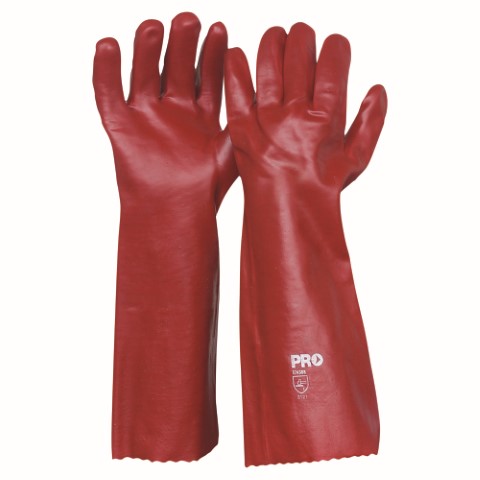 GLOVE RED PVC 45CM SINGLE DIPPED